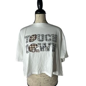 As Revival Touch‎ Down Crop Top T Shirt Size XS Football Gingham NEW